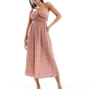 Cut Out Halter Midi Dress